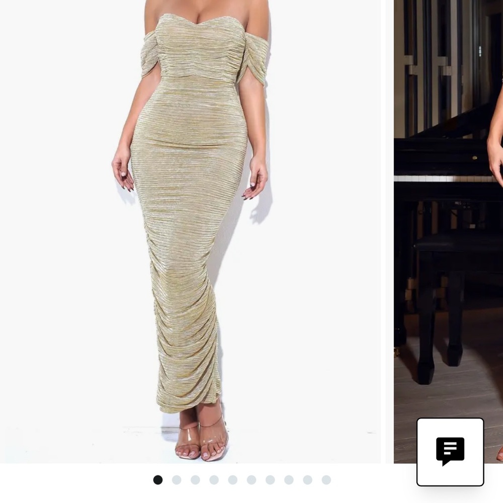 Elegant Off-Shoulder Gold Dress